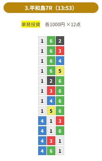 20250924 st 平和島7R 59.9倍 4-1-3（スタンダート）